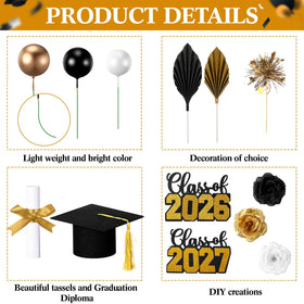 Sureio graduation topper kit contents arranged for versatile party styling.
