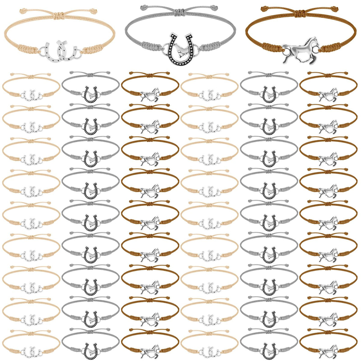 Sureio horse bracelets white pack, adjustable and lightweight for daily wear.