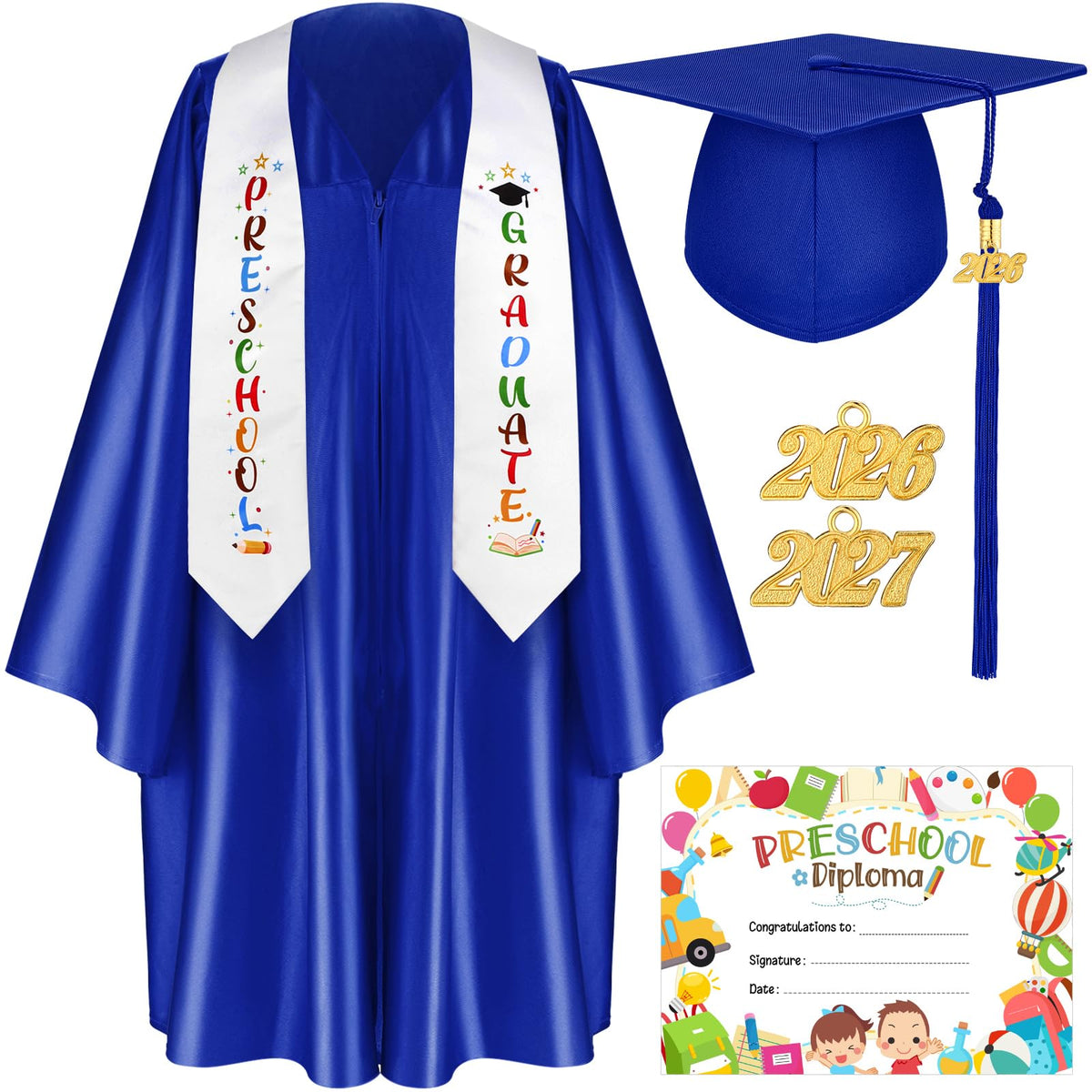 Sureio kindergarten cap in royal blue with tassel for festive graduation photos