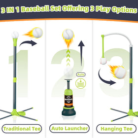 Surelect Teeball Set automatic launcher adds interactive hitting sessions.