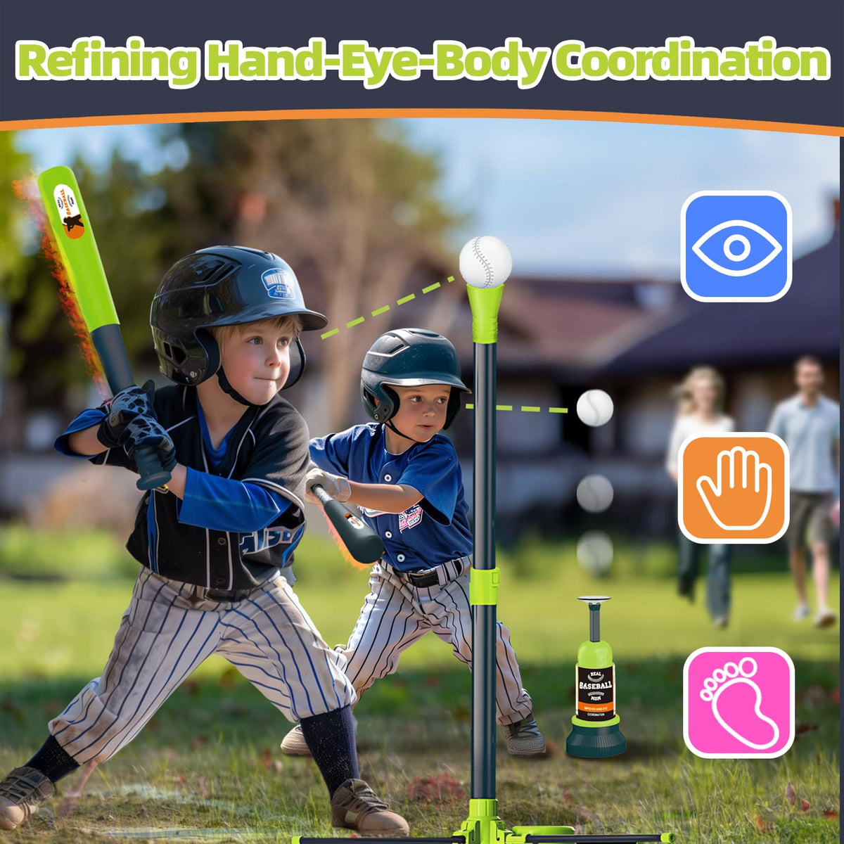Surelect Teeball Set includes balls and accessories for easy cleanup.