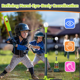 Surelect Teeball Set includes balls and accessories for easy cleanup.