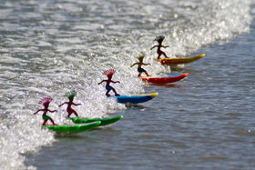 Surfer Dudes Classics assembly-ready parts snap together for quick setup.