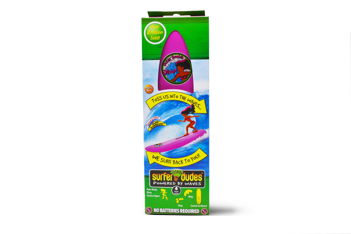 Surfer Dudes Classics unsinkable surfboard with the dude, ideal for splashy waves.