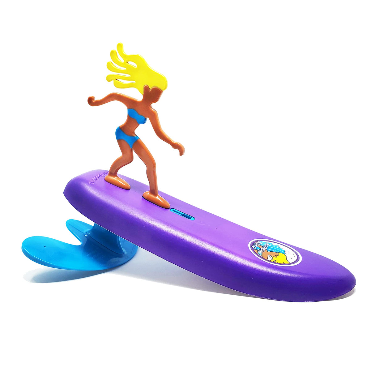 Surfer Dudes Classics wave-powered mini-surfer assembly shows easy snap-fit parts for quick setup