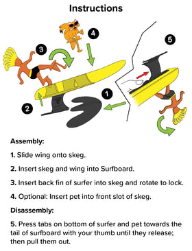 Surfer Dudes includes Dude, wing, skeg, fin key for authentic assembly.