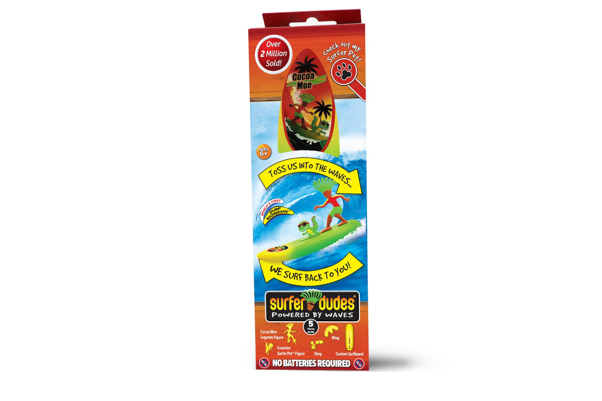 Surfer Dudes Pet Cruncher surfboard toy ready for imaginative play.