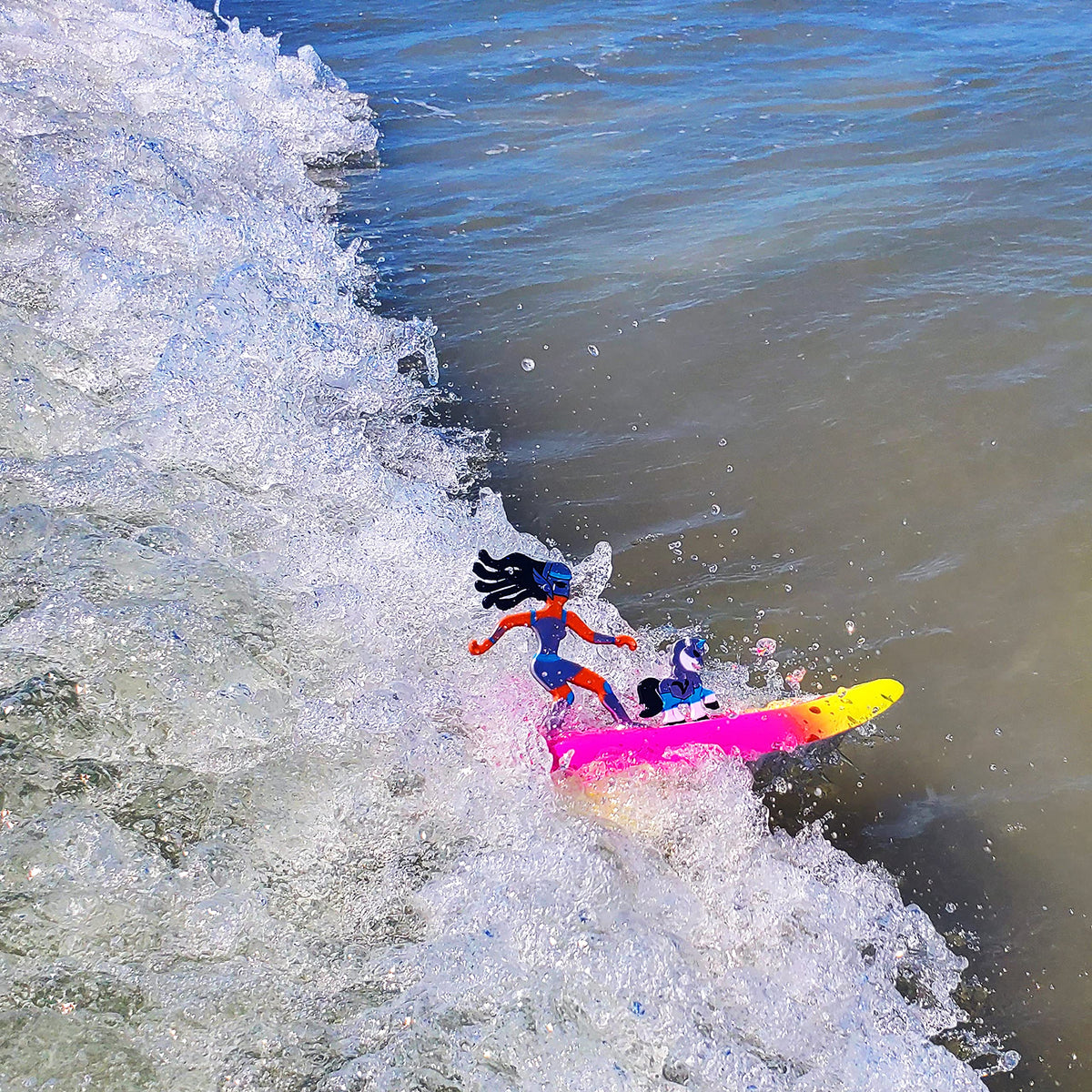 Unsinkable Surfer Dudes surfboard with wing and skeg for durable beach fun