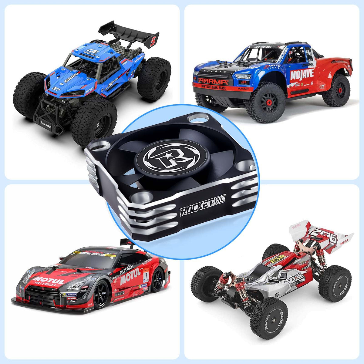 Surpass Hobby RC fan pack two keeps critical electronics cool on races.