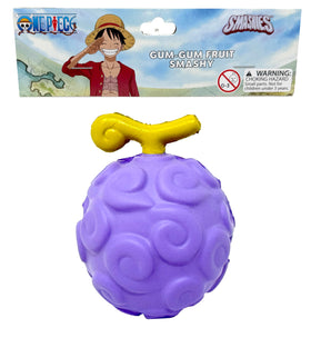 Surreal Entertainment One Piece Gum-Gum Fruit squishy toy, 4-inch design for stress relief and display.
