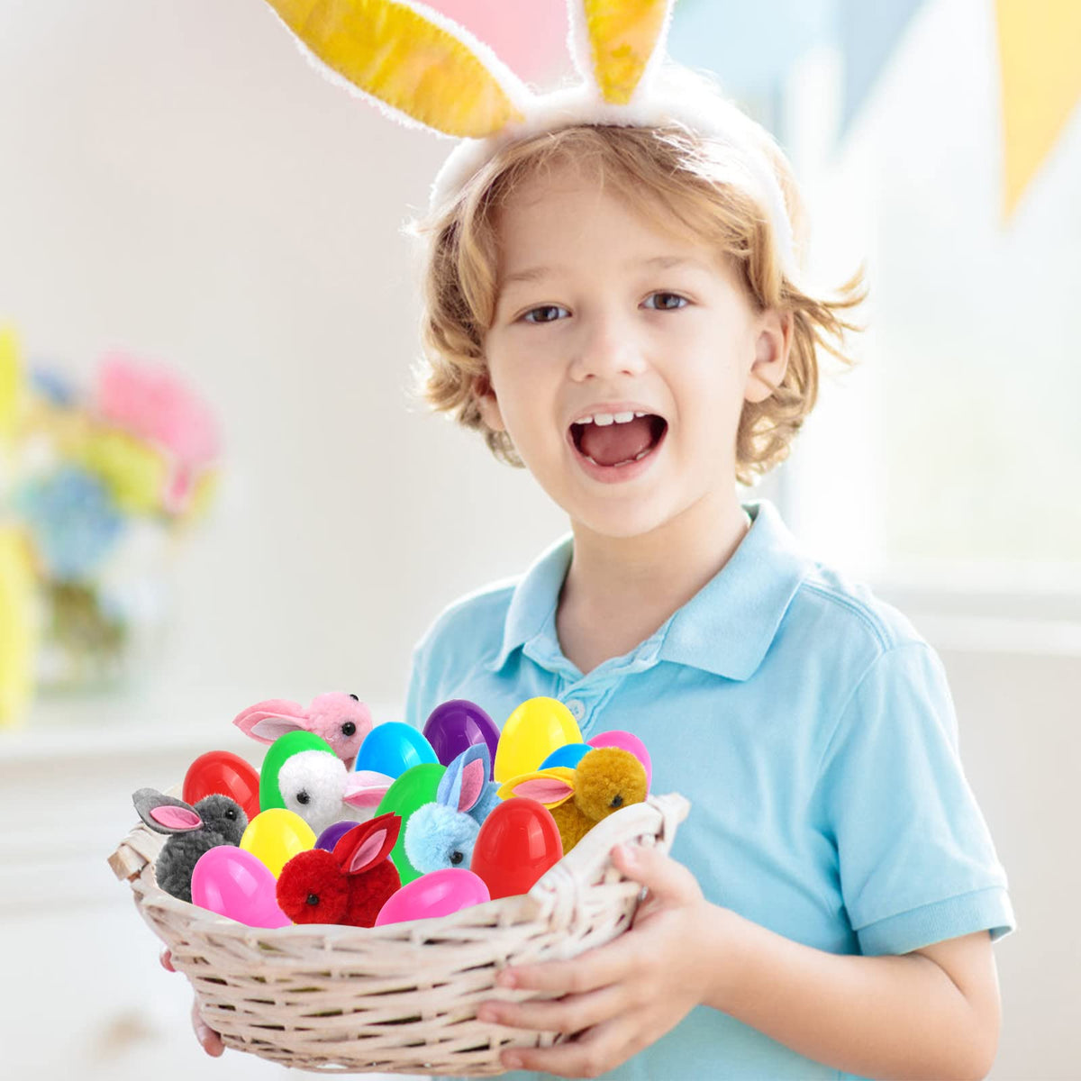 SURCVIO non-toxic plastic eggs with durable plush for safe play.