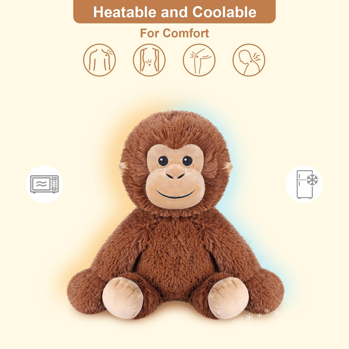 Lavender-scented SuzziPals monkey plush promotes relaxation during downtime.