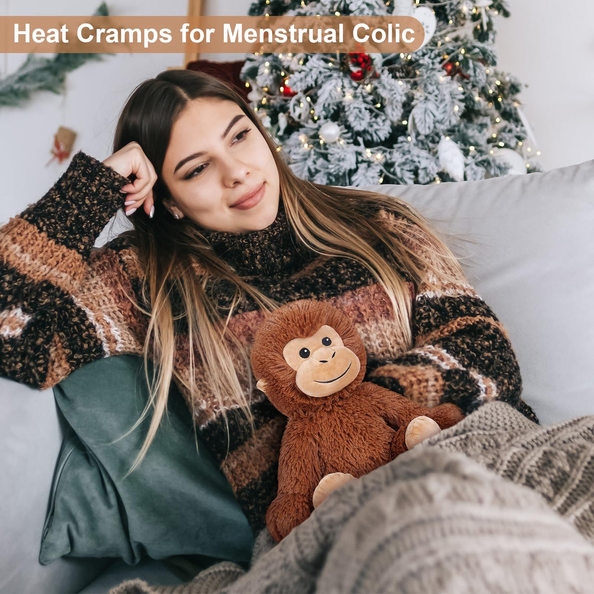 SuzziPals heating pad plush demonstrates microwave-ready comfort for neck and shoulders.