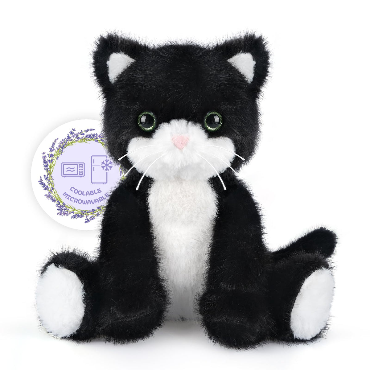 SuzziPals black and white cat plush emits warm cuddle vibes for cozy moments