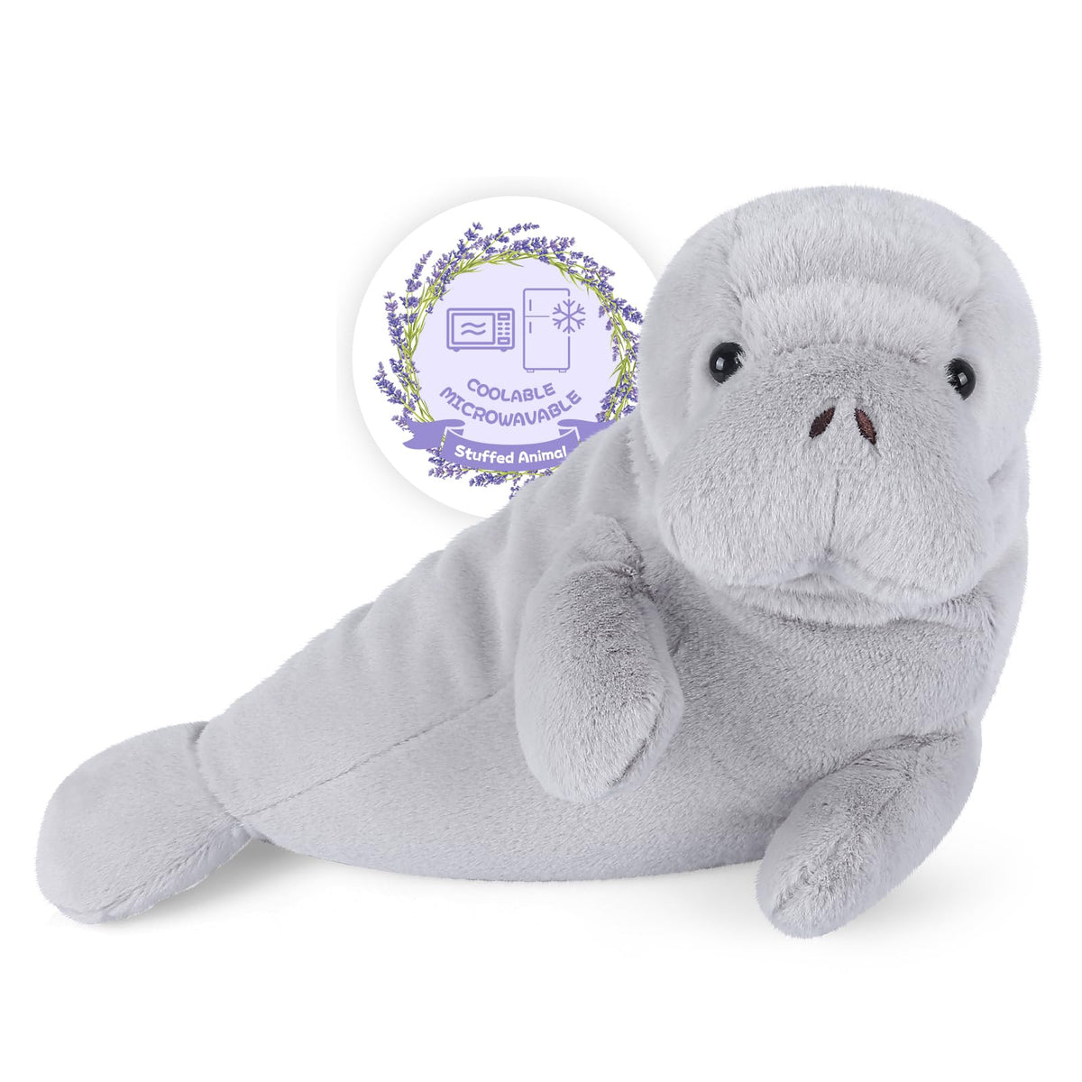 SuzziPals Bubble heated manatee plush ready for soothing warmth during cozy evenings.
