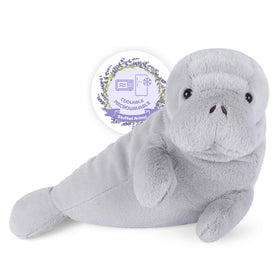 SuzziPals Bubble heated manatee plush ready for soothing warmth during cozy evenings.