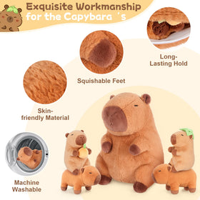 SuzziPals capybara babies closeup highlights tiny faces and gentle hugs.