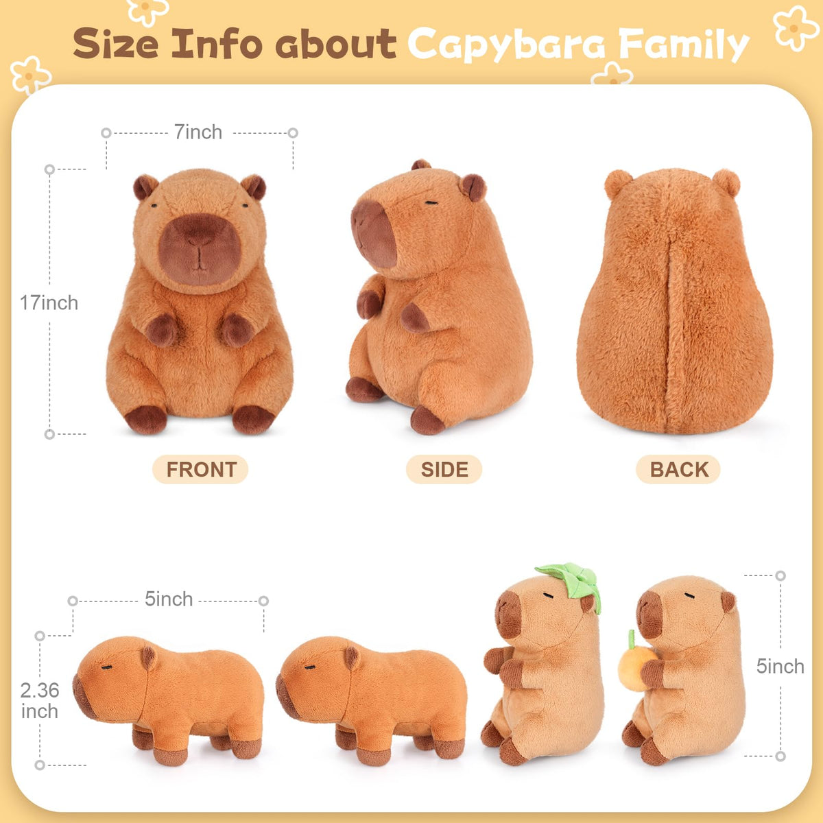 SuzziPals capybara mommy with babies detail shows soft fur and durable stitching.