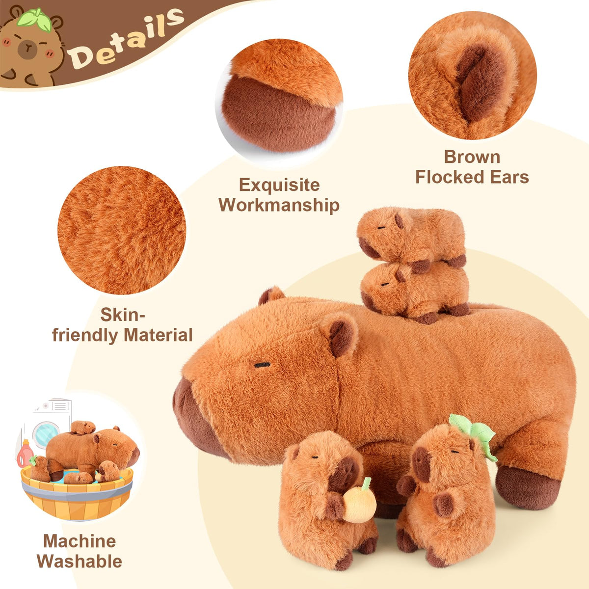 SuzziPals Capybara plush cuddly design supports relaxation and calming presence during quiet time.