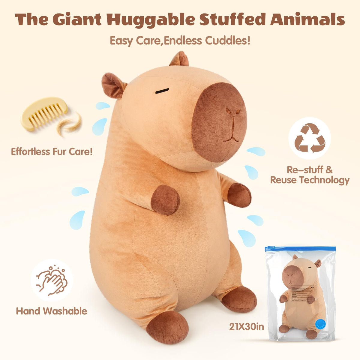 SuzziPals capybara plush lounging on sofa for relaxing evenings
