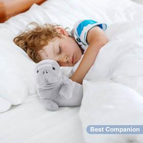 SuzziPals cooling option: frozen manatee plush offers a refreshing touch after heating.