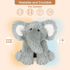 Closeup of SuzziPals elephant heating pad feature for soothing warmth