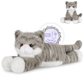 SuzziPals grey cat heated plush offers comforting warmth for cozy moments