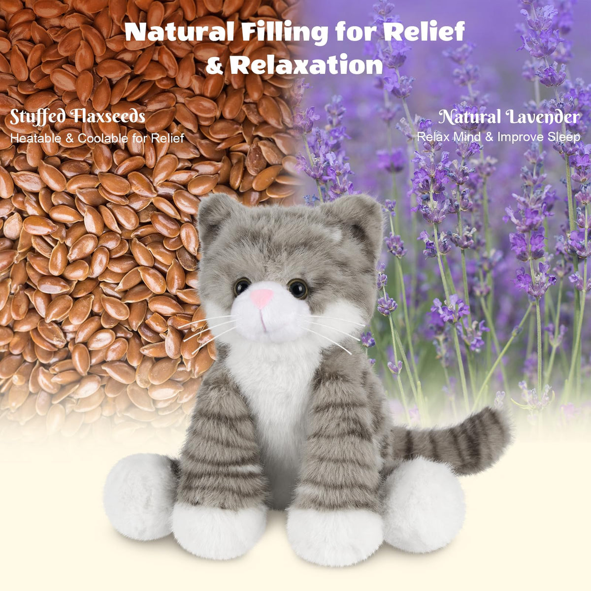 SuzziPals soft grey cat plush provides a cuddly companion for kids and adults
