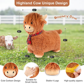 SuzziPals Highland Cow Hopper side view with friendly cow design.