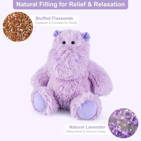 SuzziPals hippo plush in microwave heat ready for moist heat therapy