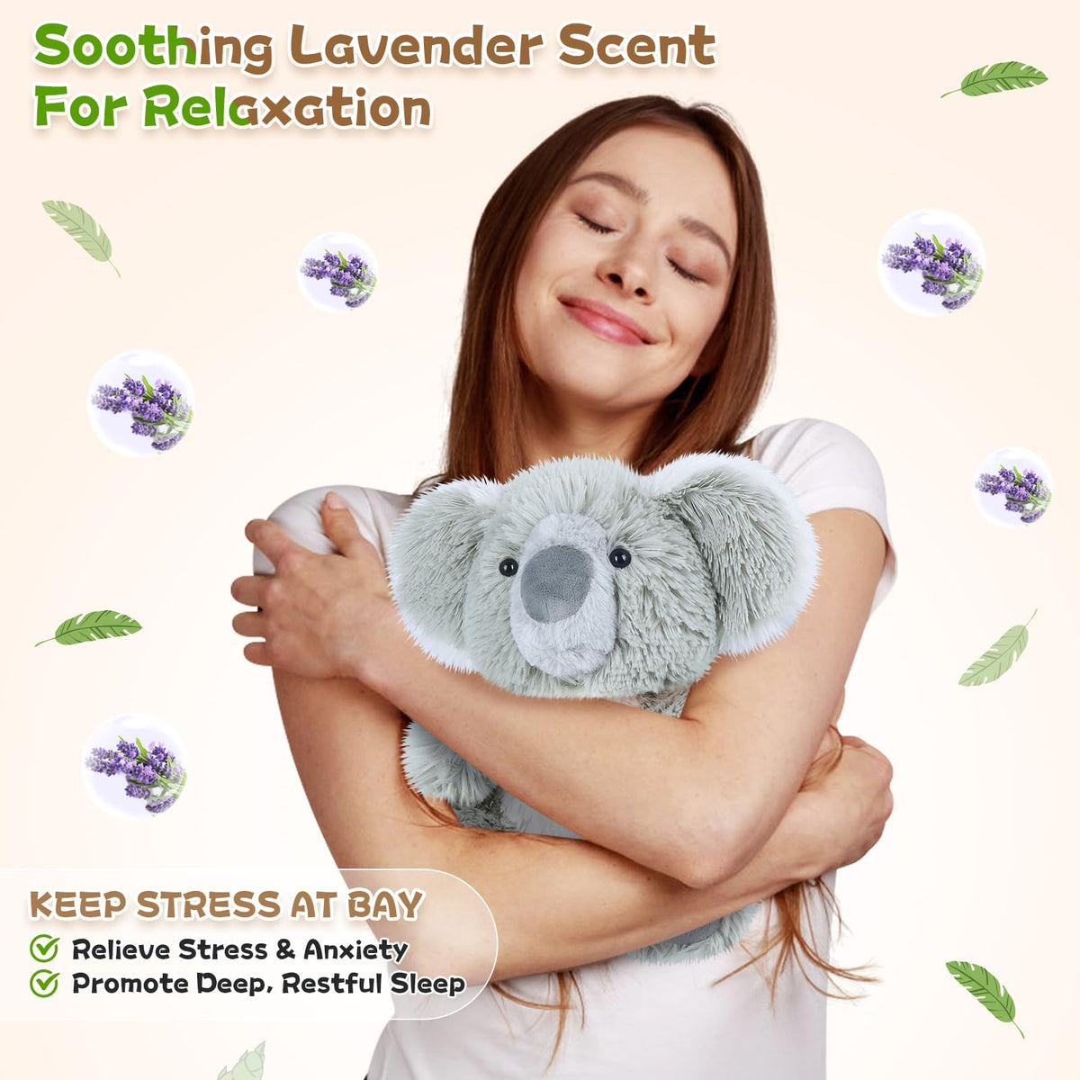 SuzziPals koala plush can be cooled briefly for a cold therapy moment.