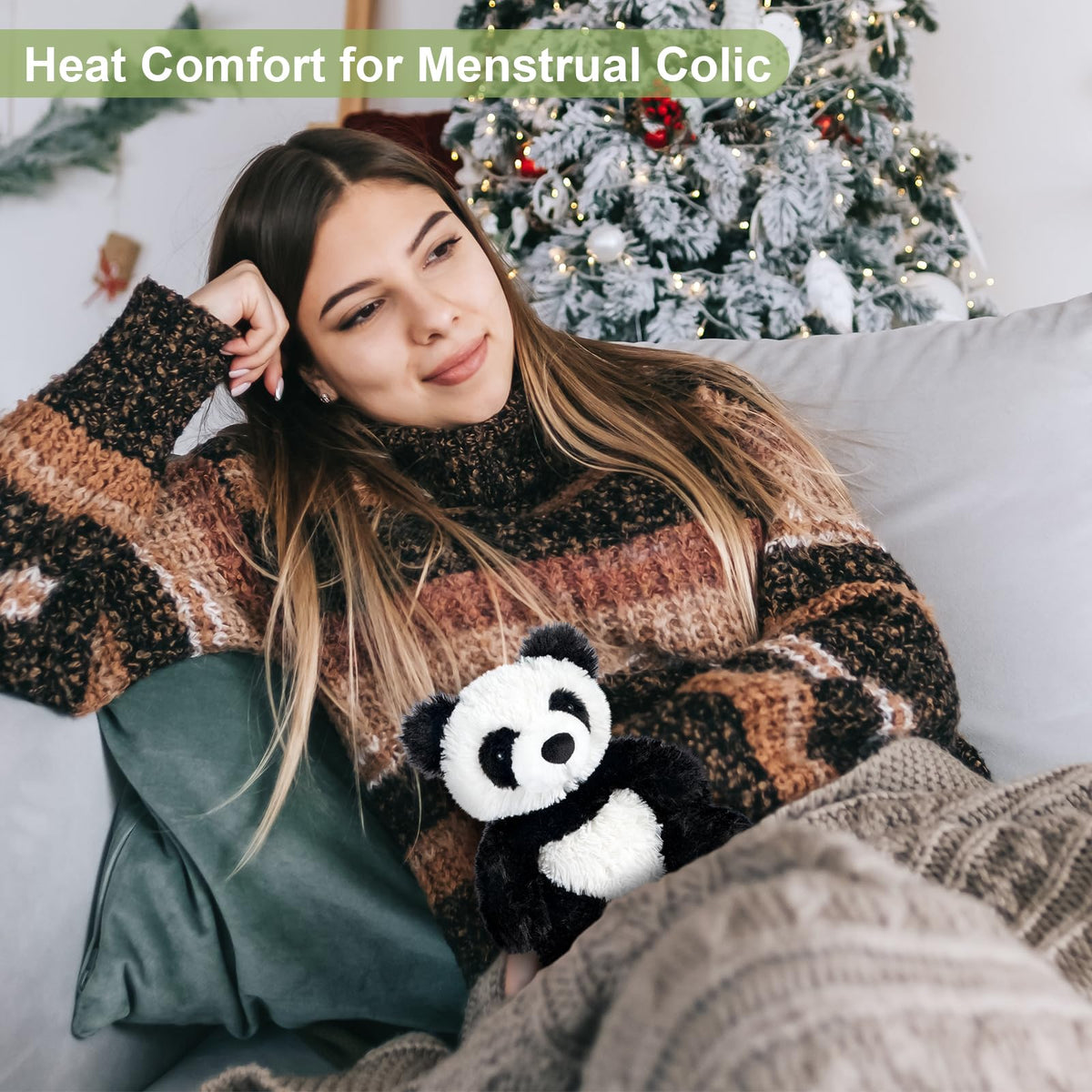 SuzziPals panda plush with soft fabric and warm heat comforts chilly evenings.