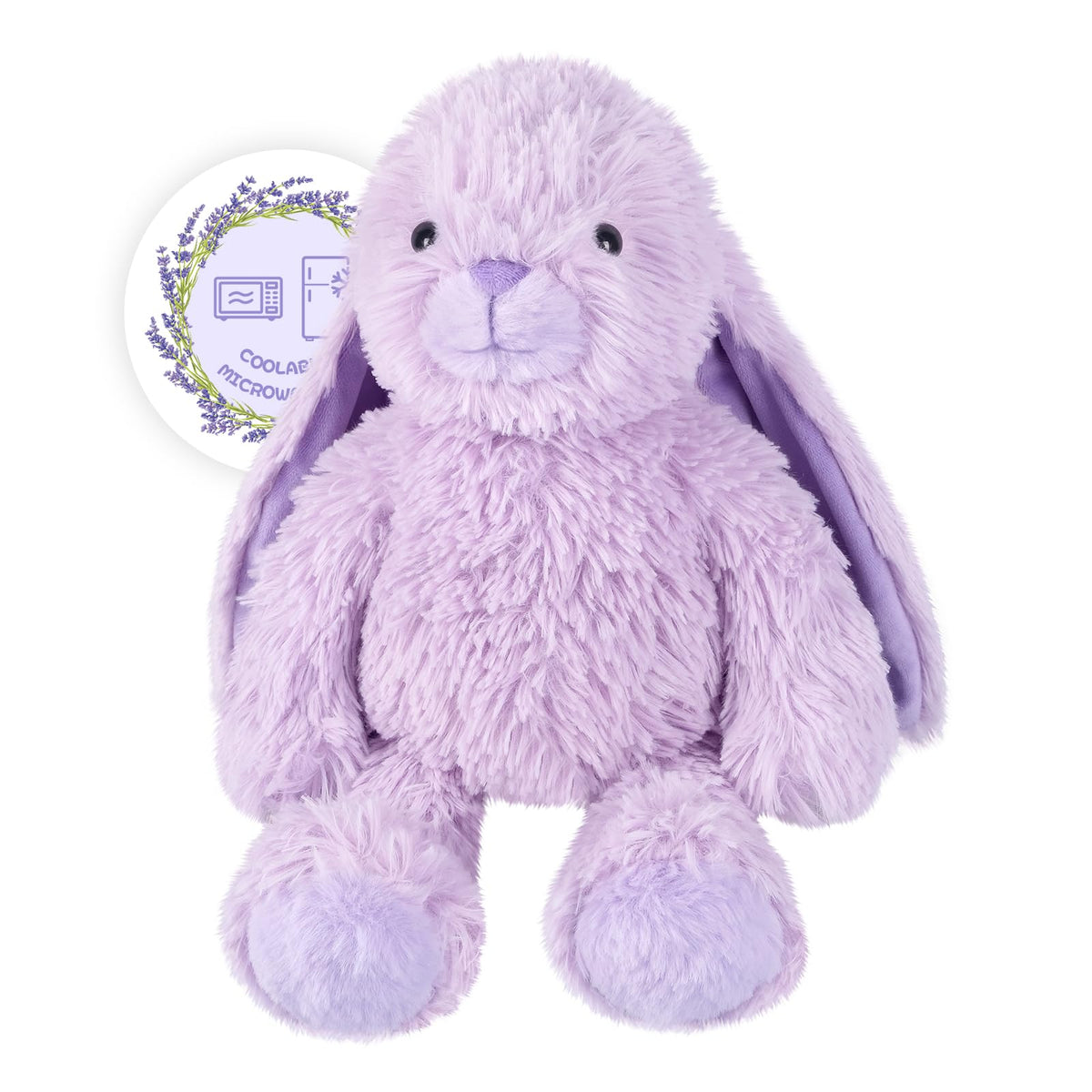 SuzziPals Lumina heatable bunny in plush fabric for comforting warmth.