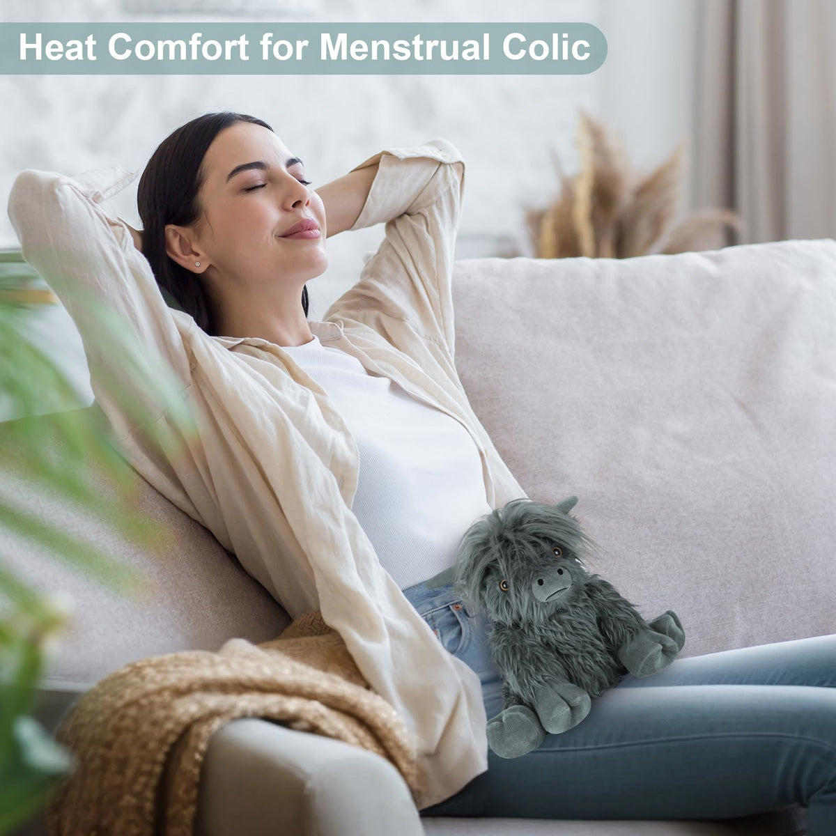 SuzziPals microwavable heating cow plush for soothing warmth