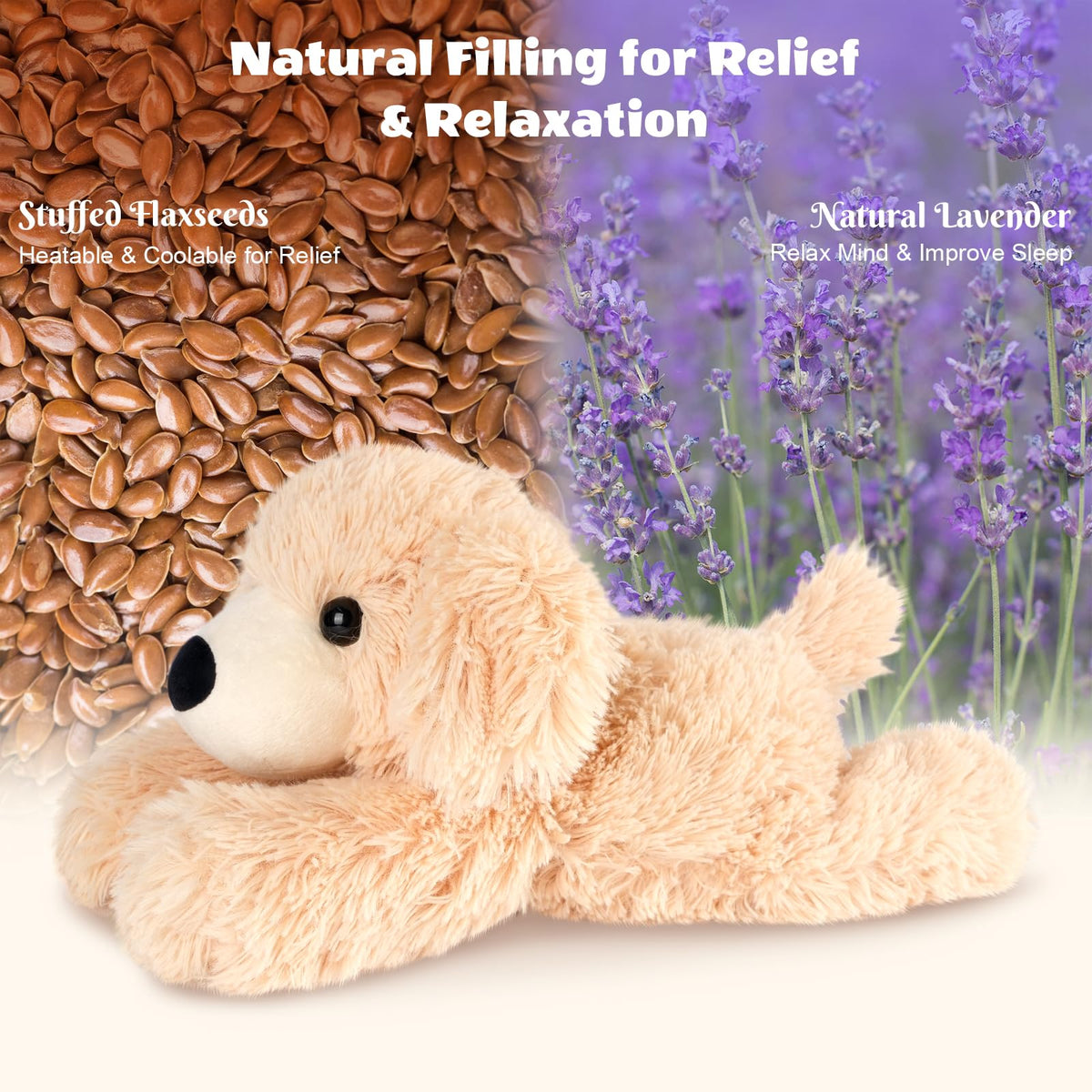 SuzziPals microwave heating pad dog plush for relaxation