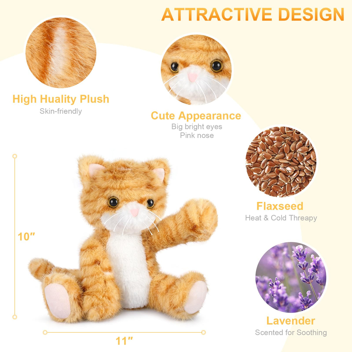 SuzziPals orange cat plush cooling pad for refreshing relief on warm nights.