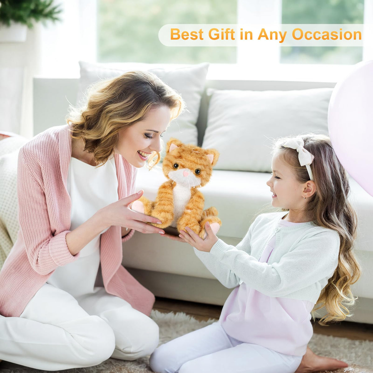 SuzziPals freezer-cooling orange cat plush provides a cool-down option after activity.