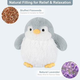 SuzziPals penguin microwavable heat in action for gentle warmth.