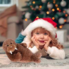 SuzziPals walrus 12-inch plush, ideal for kids and adults as a comforting friend.