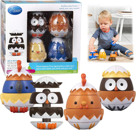 Svan egg stacking animals set featuring four farm friends for fine motor play