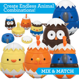 Svan hatching nesting dolls with four farm animals for creative mix-and-match play