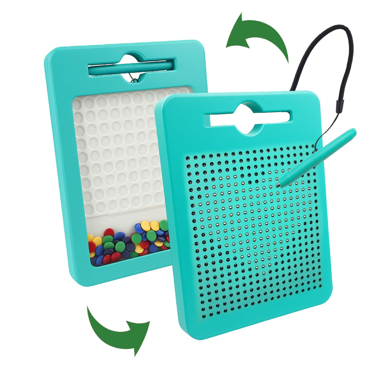 Svance 2-in-1 magnetic drawing board front view with beads for screen-free play
