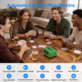 Svertmer shuffler with drawer tray keeps cards organized during play.