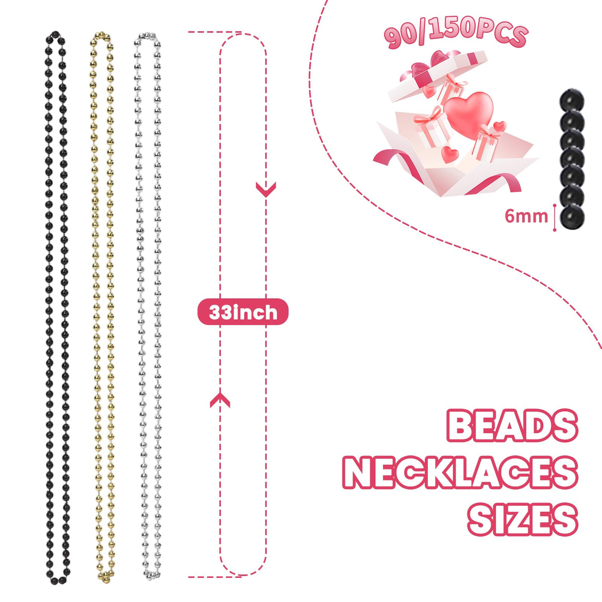 Swanucky Mardi Gras beads in black provide bold, versatile décor for any celebration.