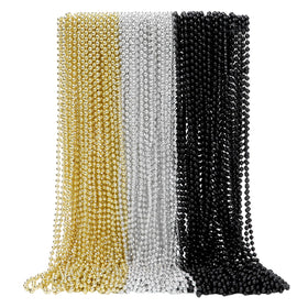 Swanucky Mardi Gras beads in gold 33-inch necklaces ideal for festive parades and costumes.