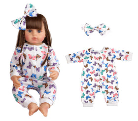 Sweet Dolly butterflies pattern jumpsuit brings cheerful flair to play moments.