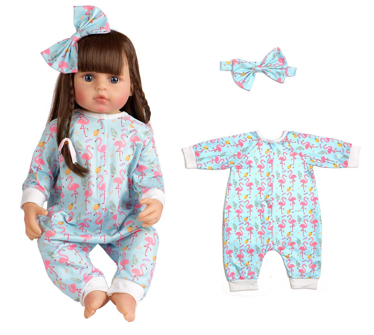 Sweet Dolly flamingo pineapple jumpsuit adds bright tropical style.