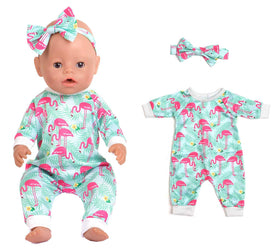 Sweet Dolly floral pattern jumpsuit and headband for 14-18 inch dolls, colorful everyday wear.