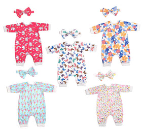 Sweet Dolly hot pink unicorn jumpsuit for 20-24 inch dolls, ideal for imaginative play.
