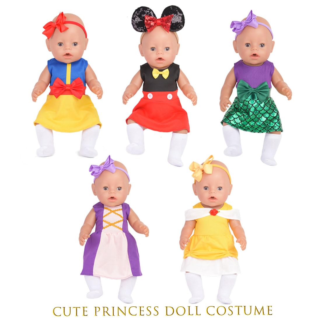 Sweet Dolly mouse ear headband completes cute mouse outfit for photos and pretend play.
